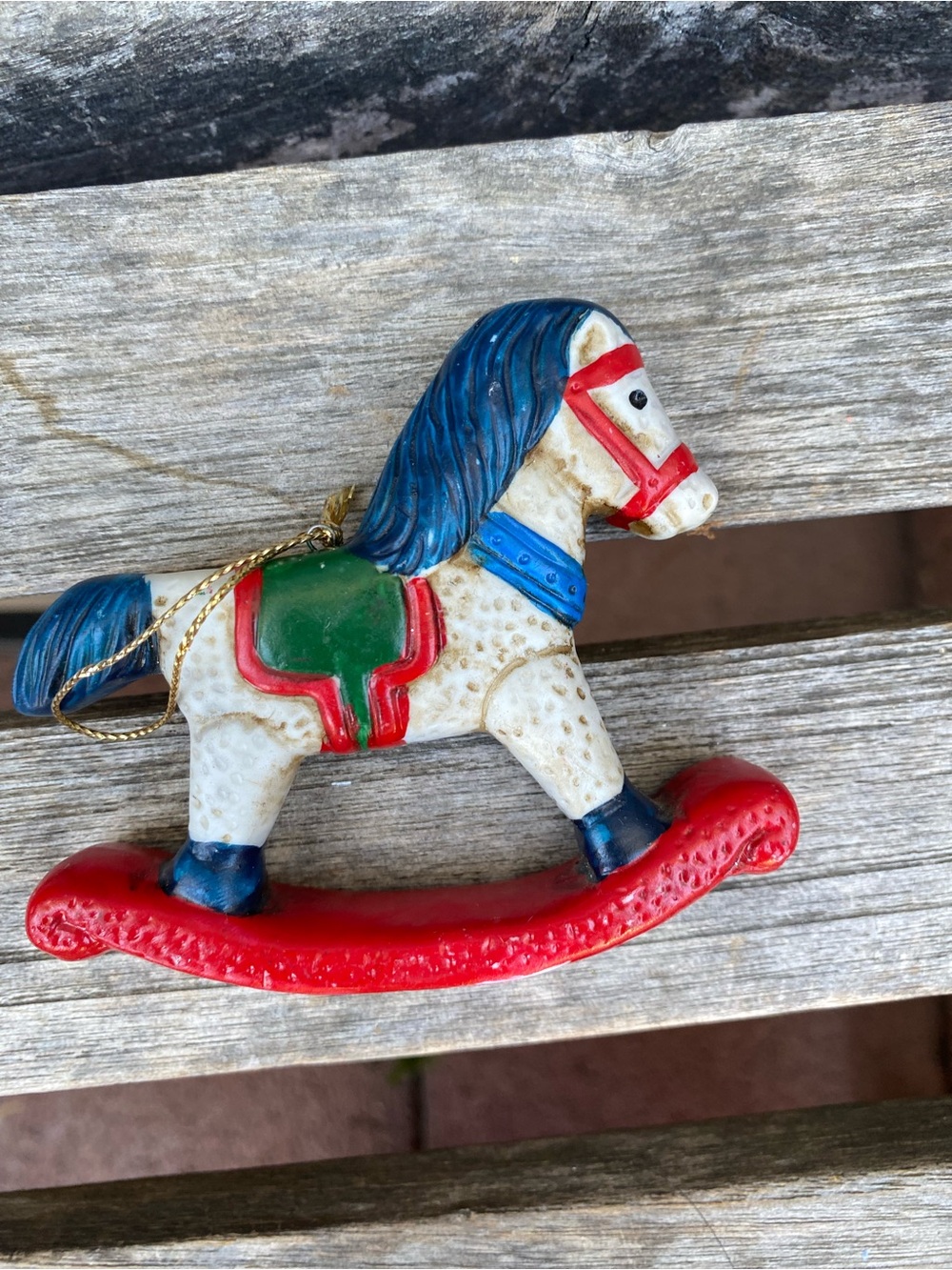 Vintage Christmas ornament home decor holiday rocking horse